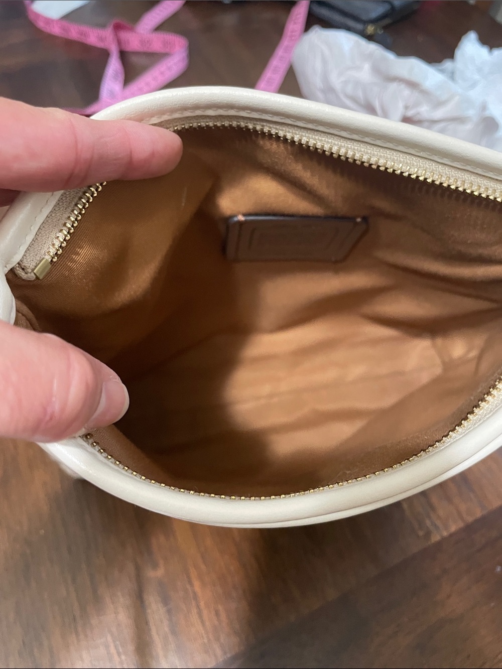 Coach Beige Signature Crossbody Bag - Neutral Canvas Shoulder Purse - Picture 9 of 12
